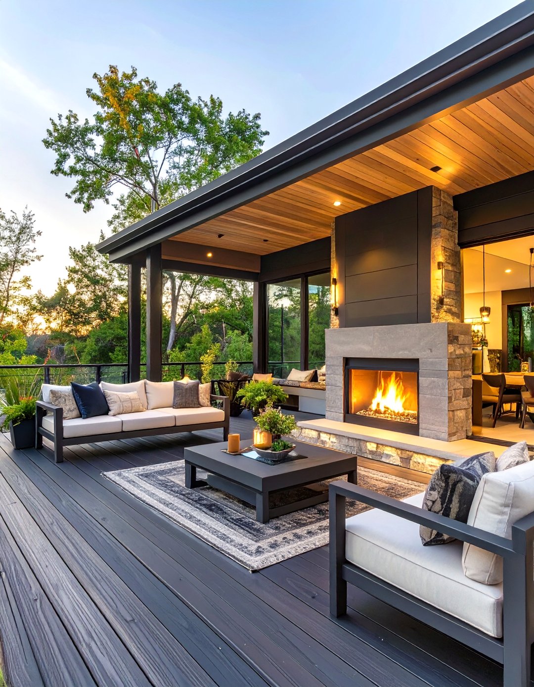 30 Black Deck Ideas with Fireplace for Cozy Nights - We Love Home Blog