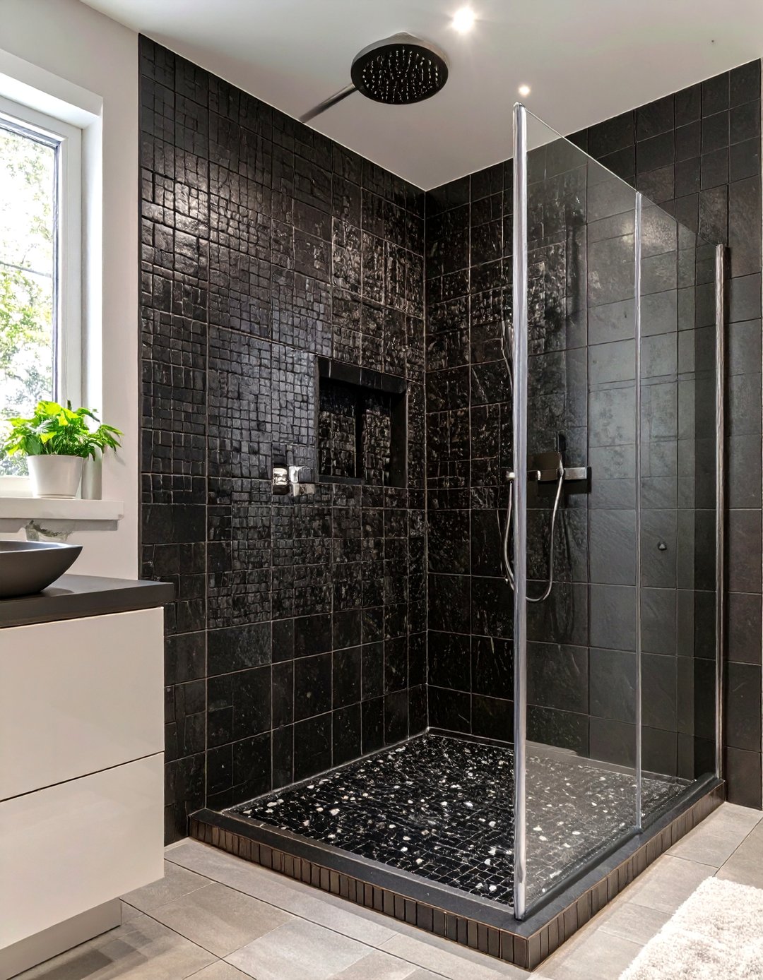 30 Black Shower Tile Ideas for a Bold Modern Bathroom - We Love Home Blog
