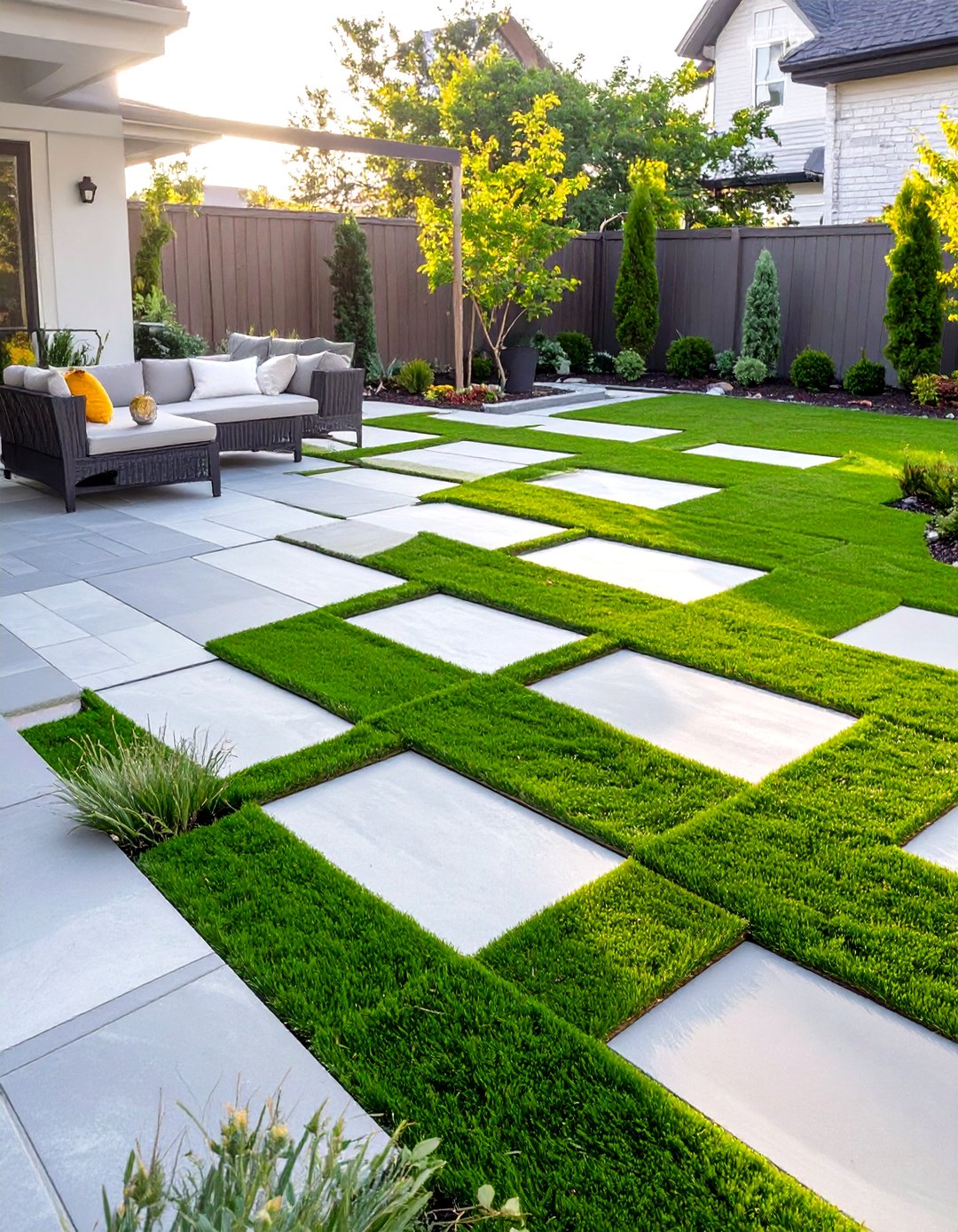 Diagonal Turf Pattern 30 Small Backyard Turf Ideas for Low-Maintenance Lawns - We Love Home Blog