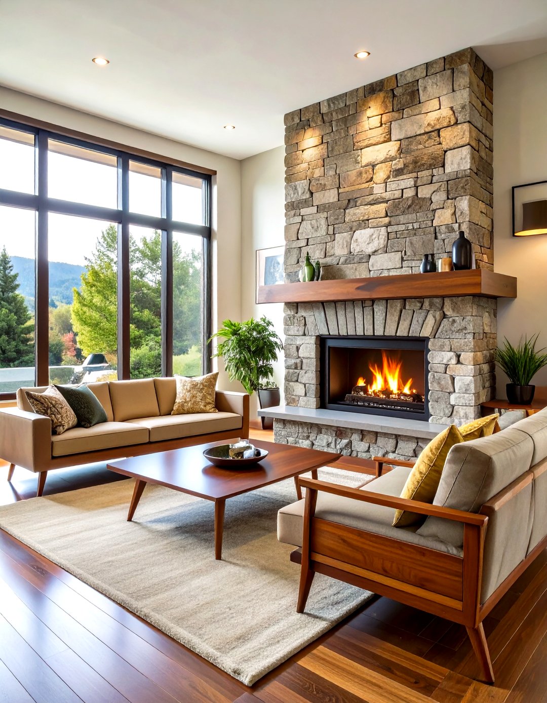 30 Living Room Stone Fireplace Ideas for a Cozy Home - We Love Home Blog