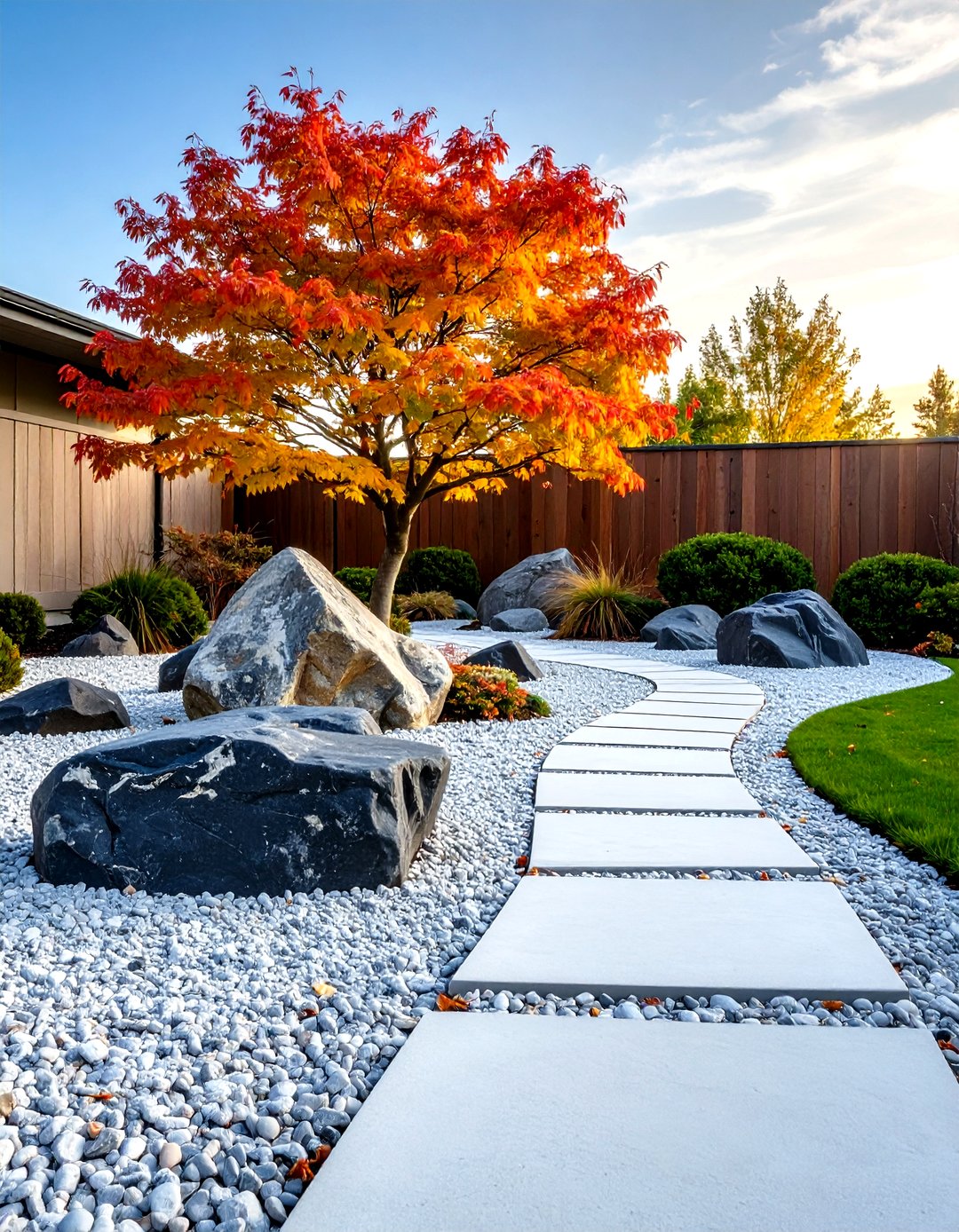 Minimalist Light Rocks 30 Front Yard Landscaping Ideas With Rocks No Grass - We Love Home Blog