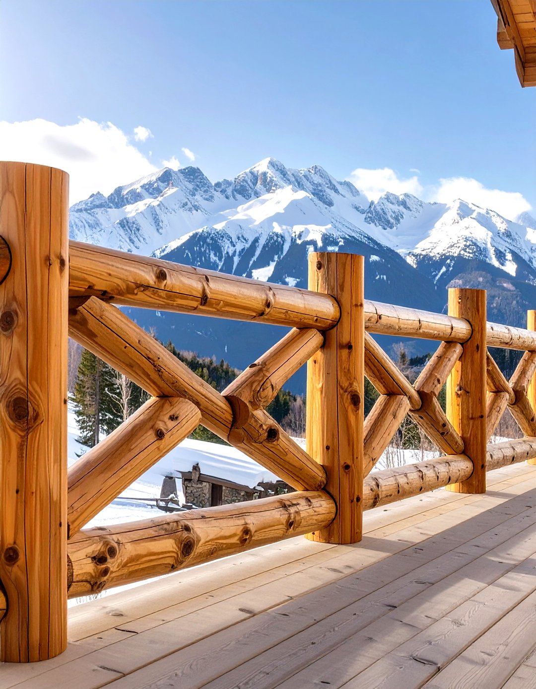 Mountain Look Railing 30 Durable Wood Deck Railing Ideas for Your Backyard - We Love Home Blog