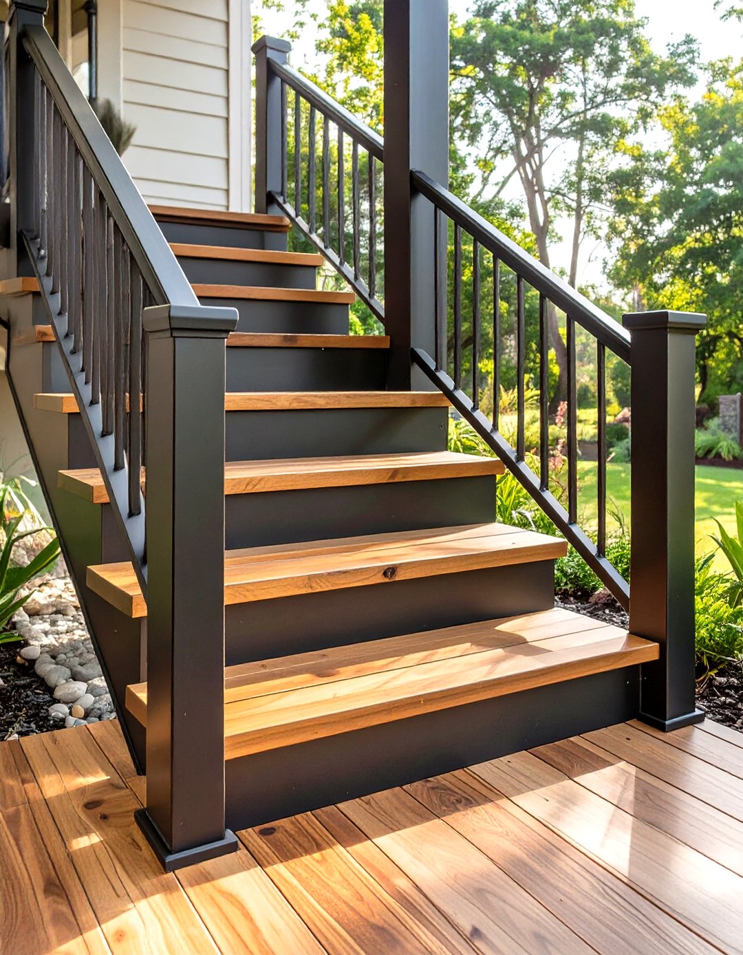 30 Deck Stair Ideas for Stylish Backyard Transitions - We Love Home Blog