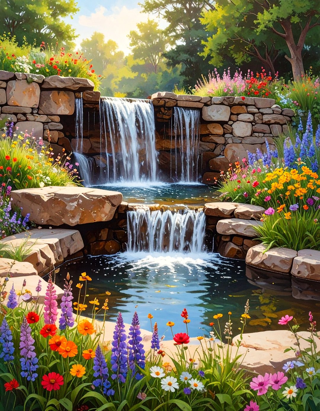 Rustic Style Waterfall 30 Modern AI Waterfall Garden Ideas for Your Yard - We Love Home Blog