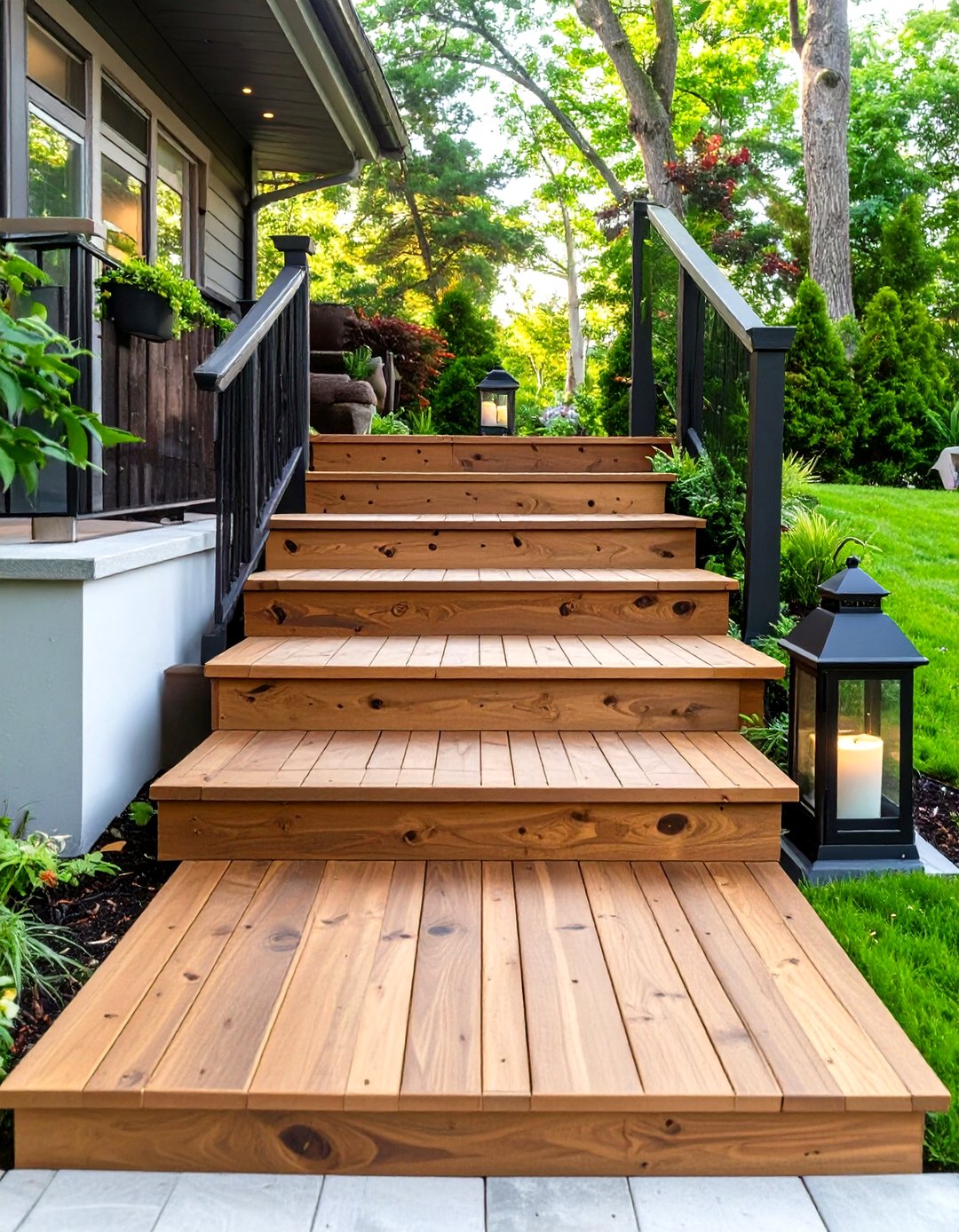 30 Practical Outdoor Deck Steps Ideas for Safe Access - We Love Home Blog