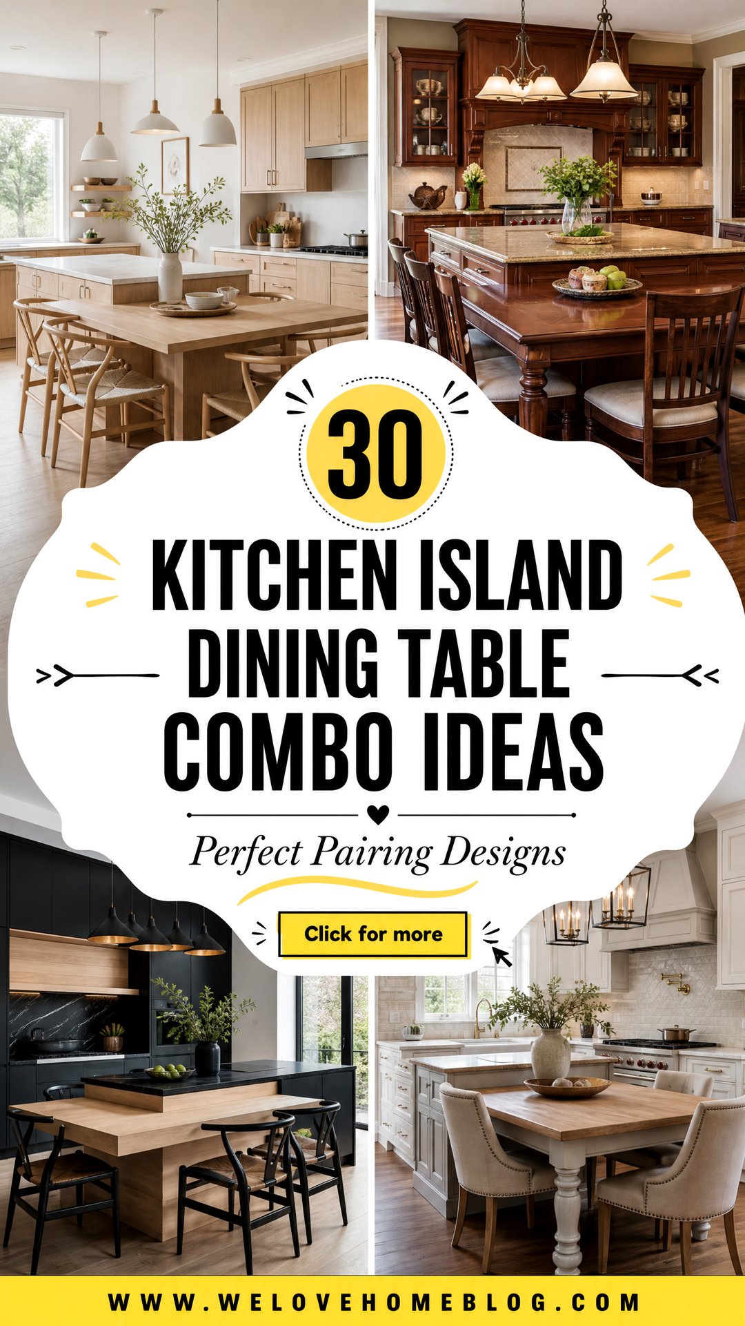 30 Kitchen Island Dining Table Combo Ideas to Try - We Love Home Blog
